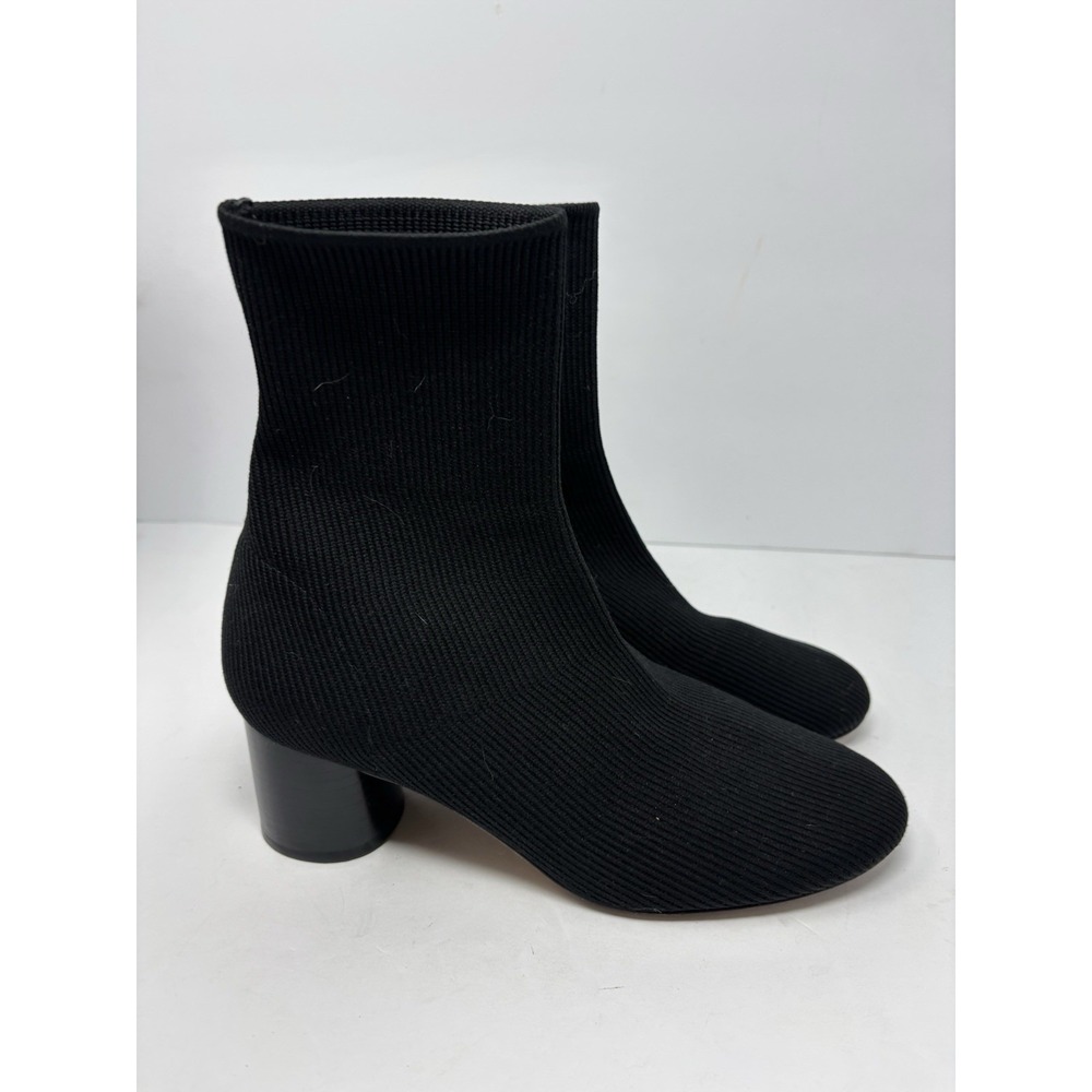 Vince Tasha Rib Knit Cylinder Heel Sock Booties Black Pull On Size US 8M - Picture 3 of 5